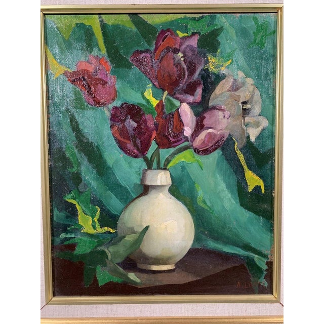 André Lhote (1885-1962) Oil on Canvas Bouquet of Tulips Still Life 20th Century Modern For Sale - Image 4 of 5