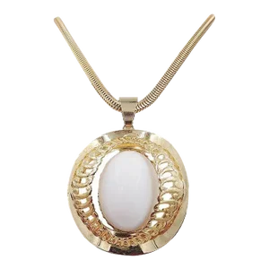 Vintage 1970s Signed Napier White Cabochon Pendant Necklace