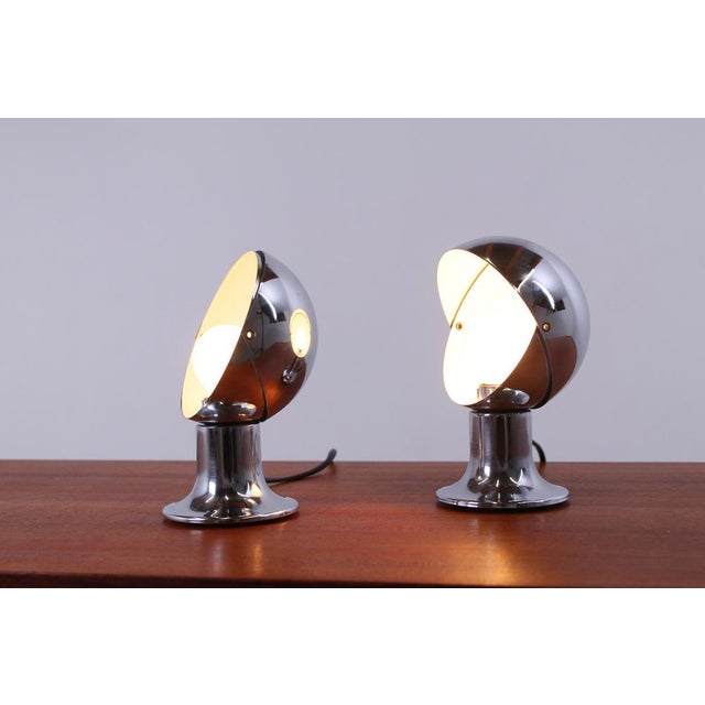 Silver Chrome Eclisse Eyeball Kugel Table Lamps attributed to Hillebrand, 1960s, Set of 2 For Sale - Image 8 of 16