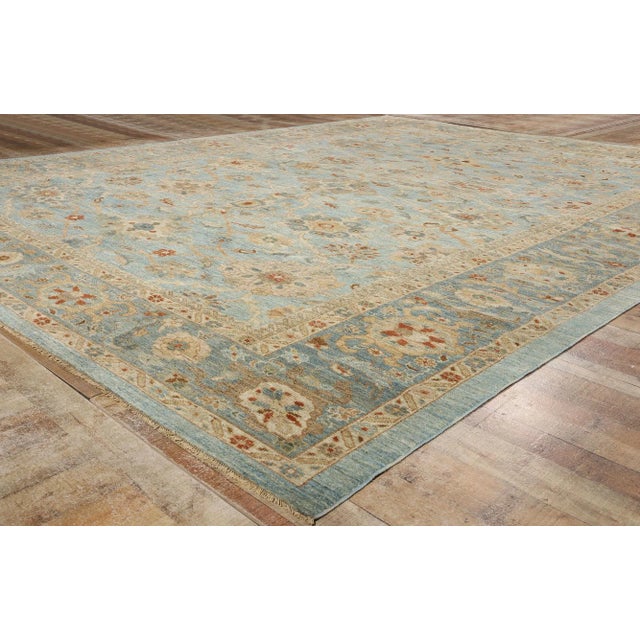 Textile Sky Blue Persian Sultanabad Rug - 12'03 X 15'10 For Sale - Image 7 of 9