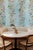 Chinoiserie Mahjong Floral Stripe Grasscloth Wallpaper by House Party | Bam Blue | 8 Yards For Sale - Image 3 of 8