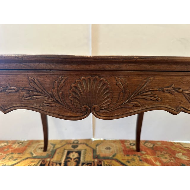 Italian Italian Vintage Fruitwood Game Table With Beautiful Carving For Sale - Image 3 of 12