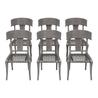 Klismos Dining Chairs Set of 6- Grey Ceruse For Sale