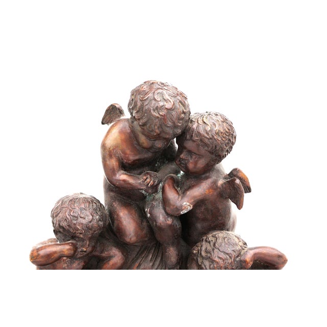 1910s Fabulous Heavy Cast Bronze Large Clock Case With Multiple Cherubs All Over, Good Patina For Sale - Image 5 of 8