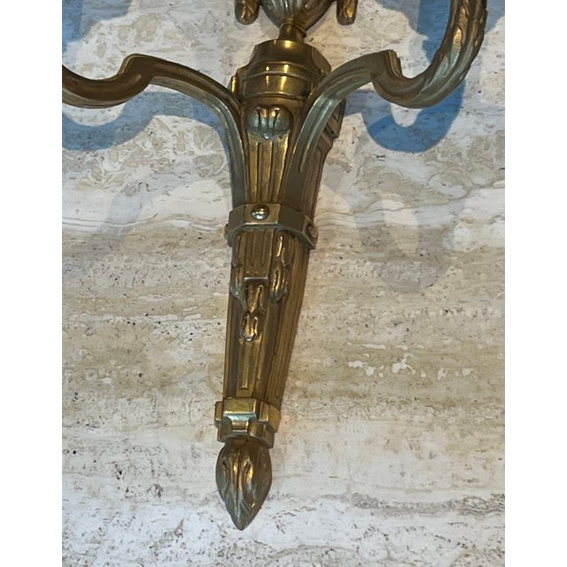 Set of four Louis XVI style bronze wall sconces For Sale - Image 11 of 12