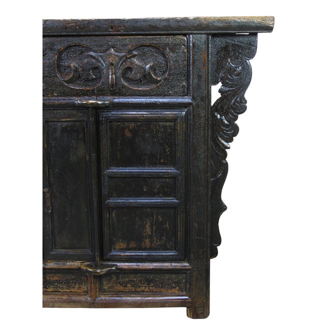 Dual-Drawer Coffer Cabinet With Carved Sides For Sale - Image 4 of 12