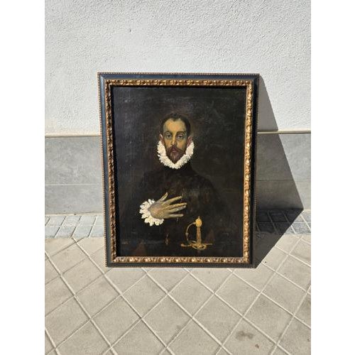 After El Greco, The Nobleman with His Hand on His Chest, 1924, Oil Painting, Framed For Sale - Image 11 of 13