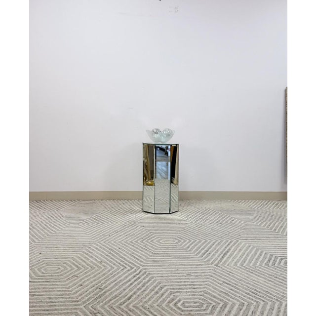 Wood Vintage Hexagonal Mirror Pedestal Table for Display or Decor For Sale - Image 7 of 8