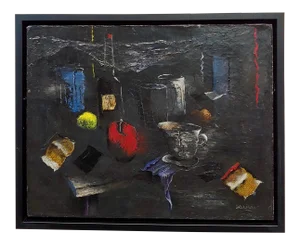 Howard Warsaw the Red Apple on a Kitchen Table- Still Life Oil Painting-C. 1950s