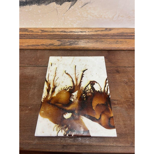 1970s Vintage Decorative Abstract Wall Artwork Ceramic Tile For Sale - Image 5 of 6