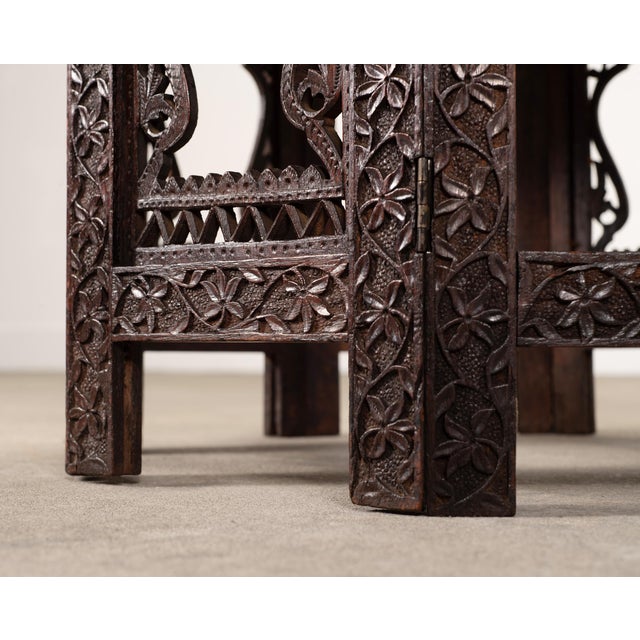Anglo-Indian Kashmiri Style Carved Wood Octagonal Side Table For Sale - Image 9 of 18