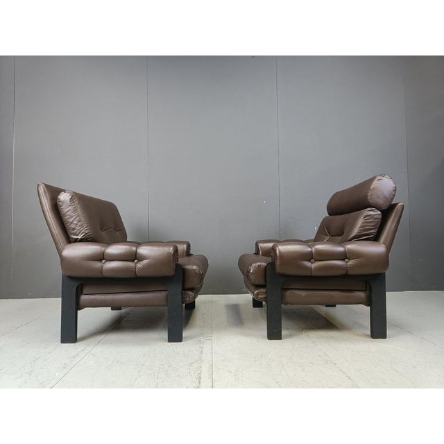 Set of Leather Armchairs, Denmark, 1960s For Sale - Image 12 of 15
