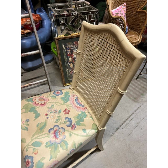 Up for consideration is a beautiful vintage caned back chair with a floral cushion. This is a beautiful side chair to add...