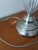White Transitional Silver & Ribbed Glass Table Lamp With Classic White Shade For Sale - Image 8 of 9