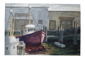 Harbor Watercolor Painting by Alfred C. Ybarra