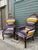 Wood Antique Bohemian Stripped Upholstered Rustic Armchairs (All New Upholstery) Set of 2 For Sale - Image 7 of 12