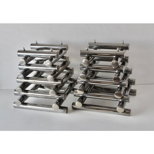 Metal Paul Mayen Style Chrome Tubular Stacked Side Tables Vintage-a Pair For Sale - Image 7 of 17