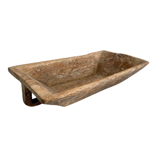 Rustic Turkish Dough Bowl W/ Handle For Sale