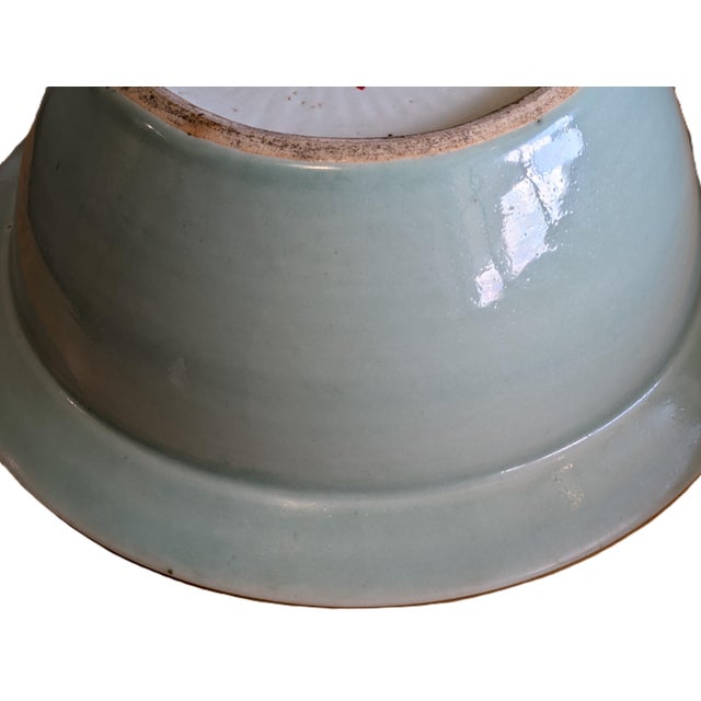 Celadon A Large Antique Chinese Celadon Porcelain Wash Basin With Slip Decoration For Sale - Image 8 of 8