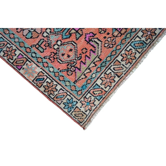 Hand Knotted Kurdish Tribal Runner Rug Low Pile Hallway Decor For Sale - Image 10 of 11