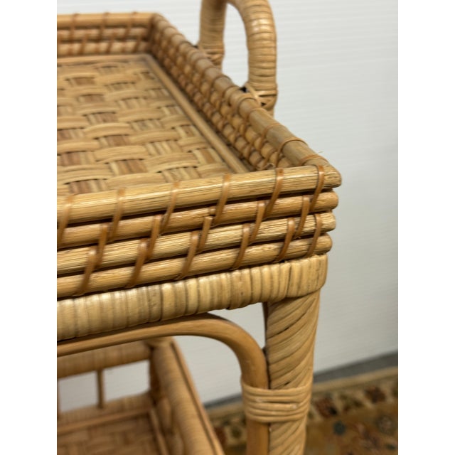 Wood Serena & Lily South Seas Rattan Side Cart, Natural For Sale - Image 7 of 12