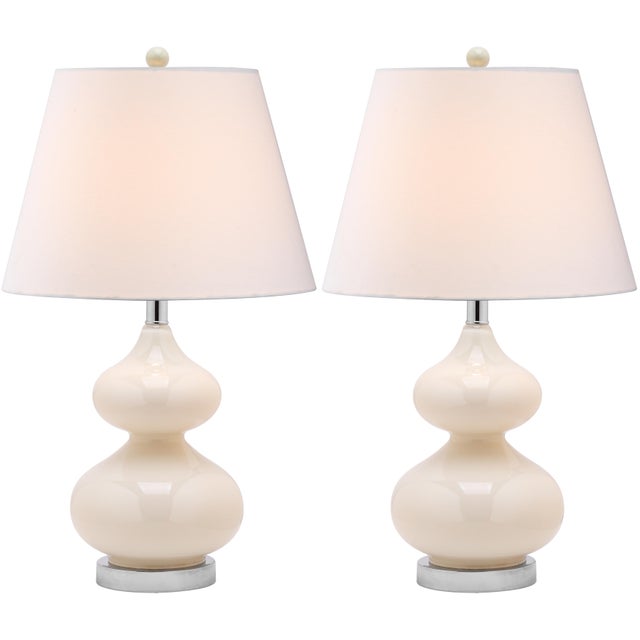 24 Inch H Double Gourd Glass Table Lamp in Pearl - a Pair For Sale In Philadelphia - Image 6 of 7