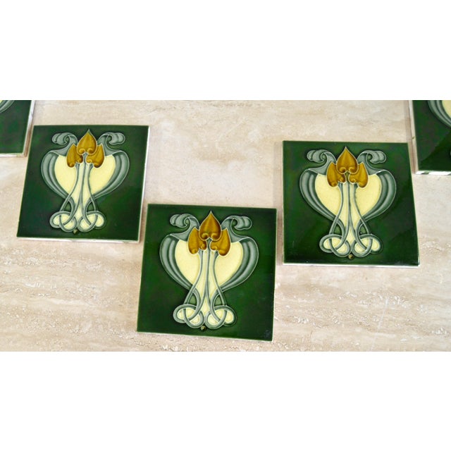 Ceramic Set of 5 Art Nouveau Ceramic Tiles, 1900s For Sale - Image 7 of 12