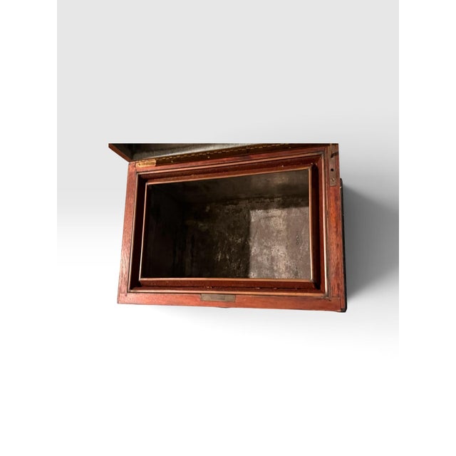 Chestnut Vintage Alfred Dunhill of London Burlwood Humidor With Marquetry Inlay For Sale - Image 8 of 9