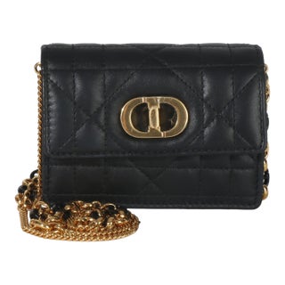 Black Macrocannage Calfskin Micro Miss Caro Chain Bag For Sale