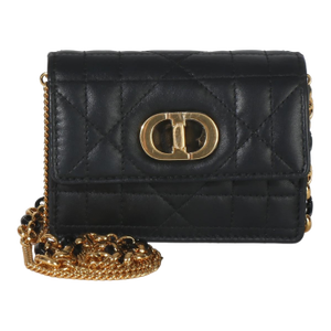 Black Macrocannage Calfskin Micro Miss Caro Chain Bag