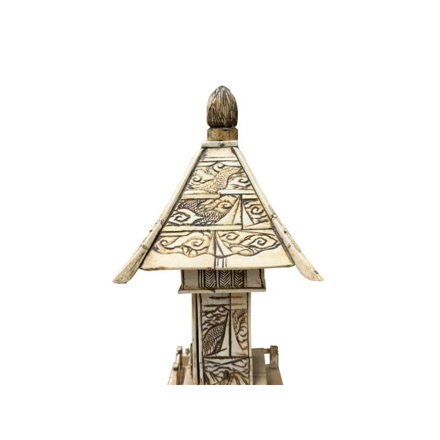 Vintage Oriental Pagoda Shrine Buddha Collectible Display Art Figure For Sale - Image 9 of 16
