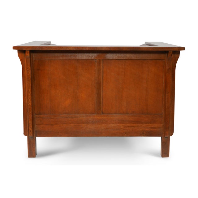 2020s Craftsman Cubic Panel Side Arm Chair - Russet Brown Leather (Rb2) For Sale - Image 5 of 8