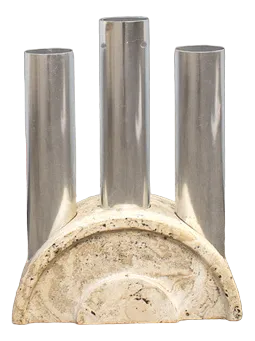 Travertine and Aluminum Umbrella Stand, Italy, 1970s