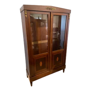 French Empire Style Inlaid Mahogany Bibliotheque