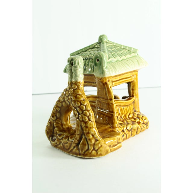 Art Deco 1930's-40's Majolica Figurine / Lamp Base in the Shape of a Well / Gazebo Structure For Sale - Image 3 of 13