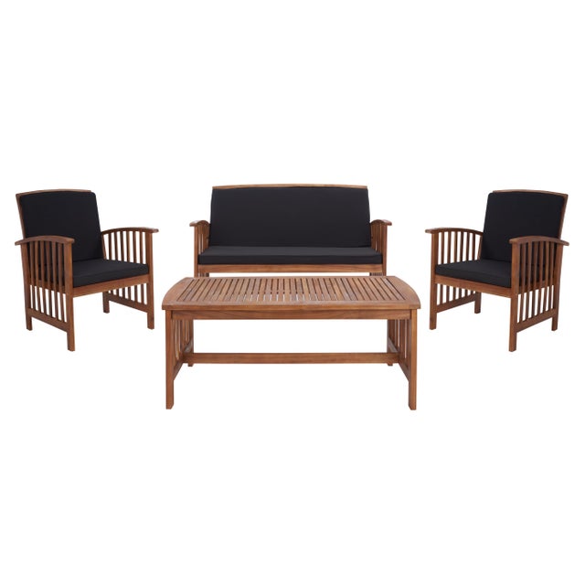 Rocklin 4-Piece Outdoor Set, Natural/Black For Sale - Image 10 of 10
