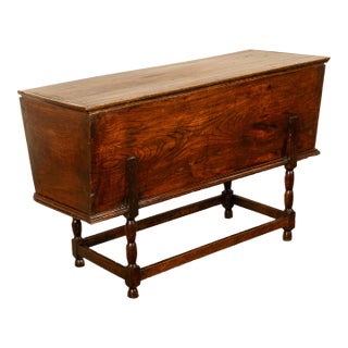 Antique Georgian Country 18th Century Elm Dough Bin Baker's Table Chest 1780 For Sale