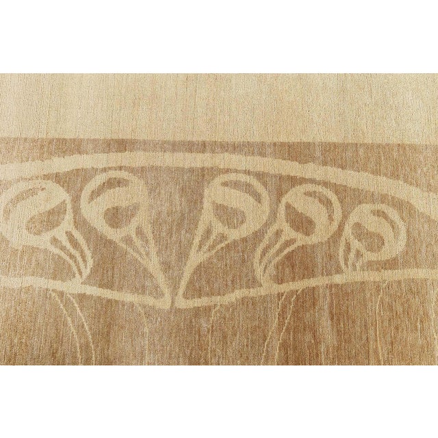 Modern Art Nouveau-Inspired Abstract Tan With Beige Rug "Vinedrift" For Sale In New York - Image 6 of 9