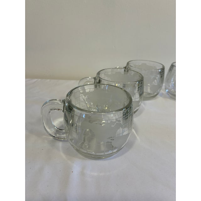 1970s 1970s Etched World Map Glass Mugs, Set of 6 For Sale - Image 5 of 11
