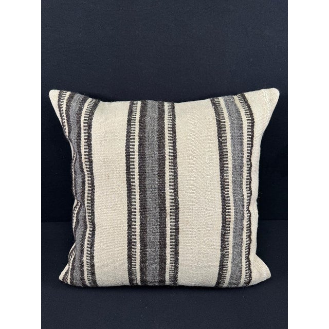Turkish Hemp Pillow Cushion Natural Beige Gray Pillow Cushion Cover 24"x24" For Sale - Image 4 of 4