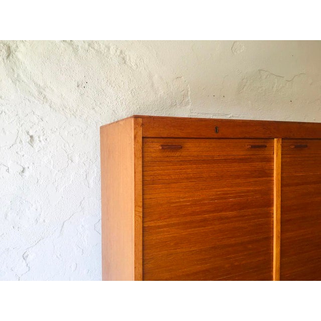 Danish Teak Rolling Doors Storage, 1960s For Sale - Image 9 of 10