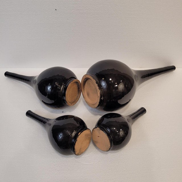 Black Vases in Glazed Ceramic, France, 1990s, Set of 4 For Sale - Image 16 of 18