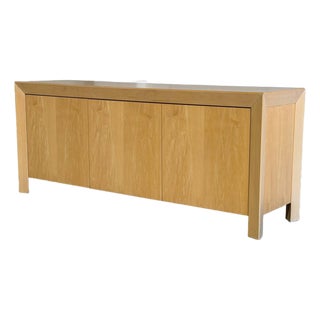 In Style of Skovby Blonde Maple 3-Door Сredenza With Hidden Drawer Danish Vintage Design For Sale