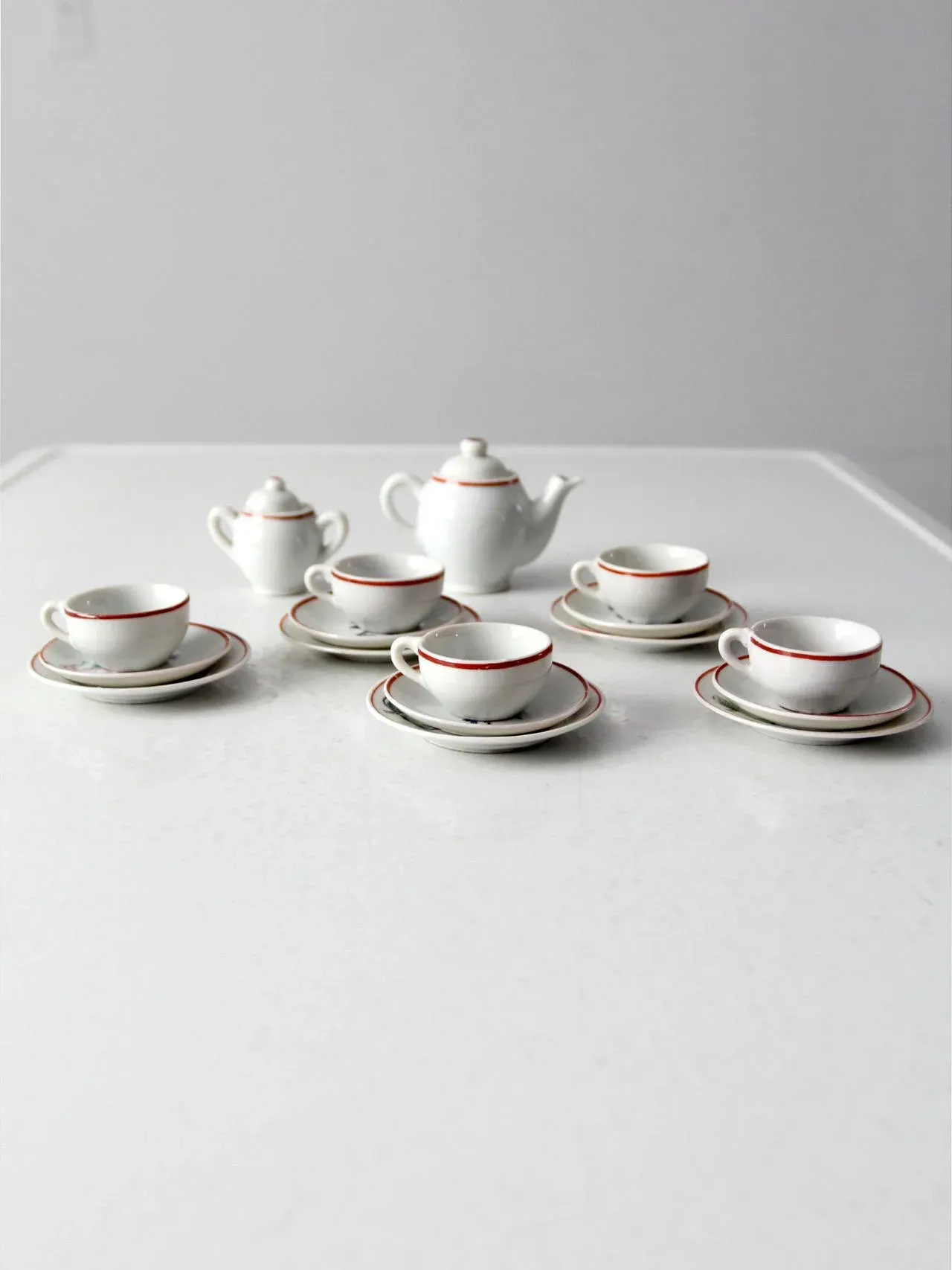 Set Da Tè In Miniatura Di Porcellana Blu - Servizio Da Dinnerware In Miniatura, Regalini Giapponesi Per Casa Di Bambole O Collezione