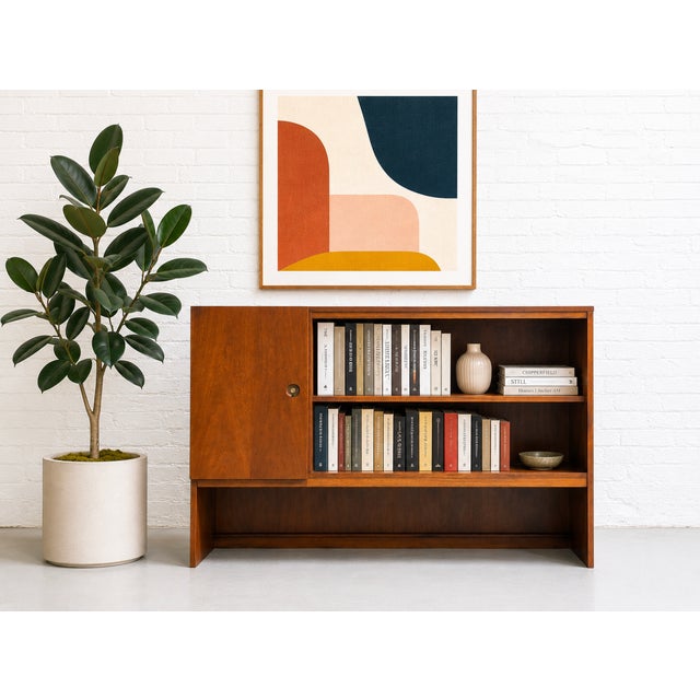 Brown Mid Century Modern Walnut Danish Bookcase / Vintage Hutch, C. 1960's For Sale - Image 8 of 10