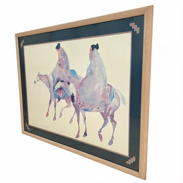 Carol Grigg 'The Guardians' Native American Watercolor Lithograph, 1980s For Sale - Image 4 of 12