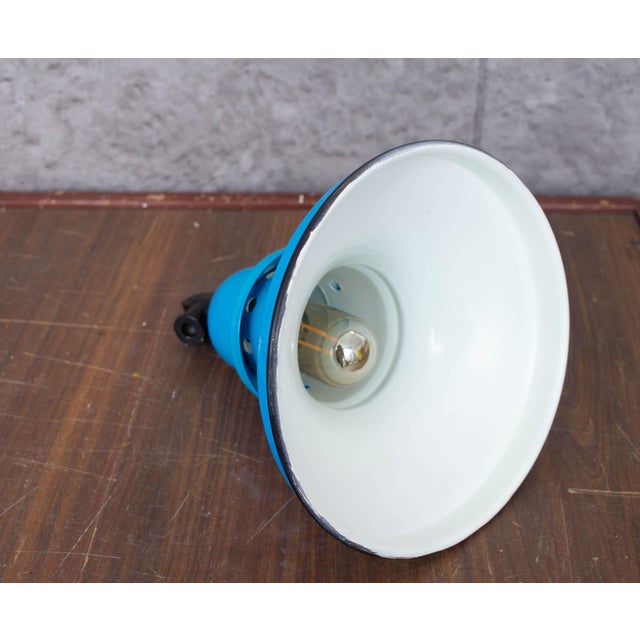 2000 - 2009 Industrial Enamel Ceiling Lamp in Dark Blue, 2000s For Sale - Image 5 of 10