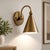 Brass Cone Wall Sconces Handcrafted Wall Lamp With Curved Arms and Tapered Shades - Pair For Sale - Image 6 of 8
