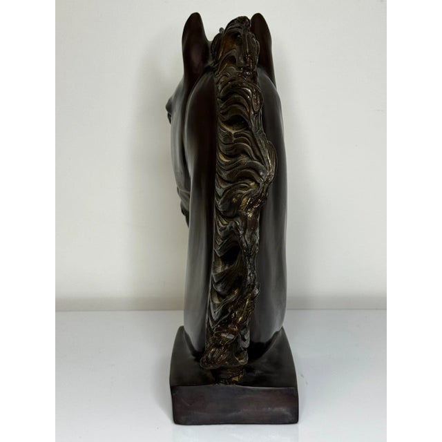 Mid-Century Italian Expressive Bronze Horse Head Sculpture C1950 After Raffaello Romanelli For Sale - Image 4 of 16