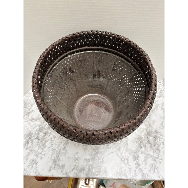 Large Woven Wicker Earthy Rustic Plant Vessel For Sale - Image 4 of 6